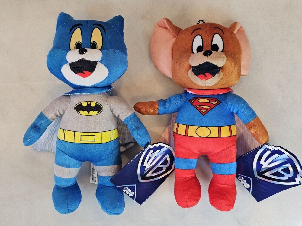 Tom And Jerry As Superhero Batman Superman Plush Toy 8" New Set Of 2